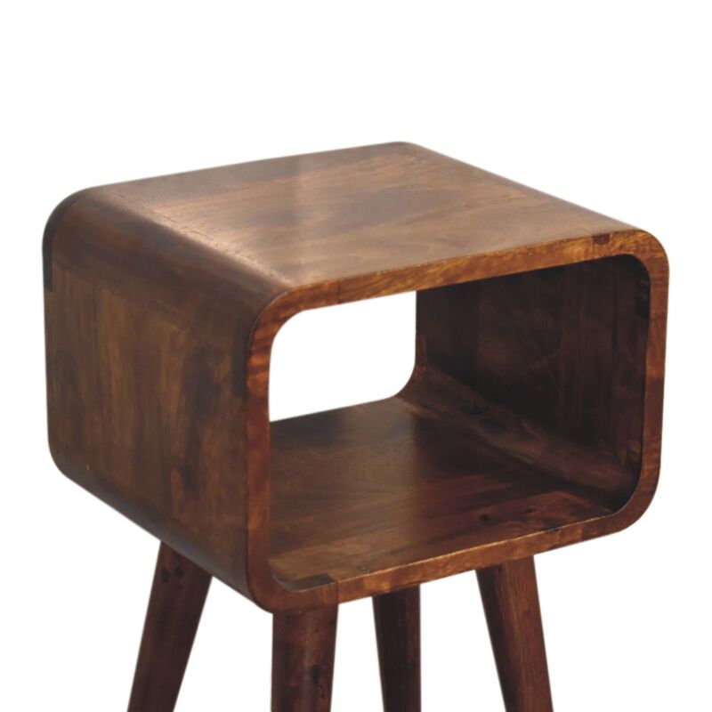 Mini Chestnut Curved Solid Wood  Open NightStand