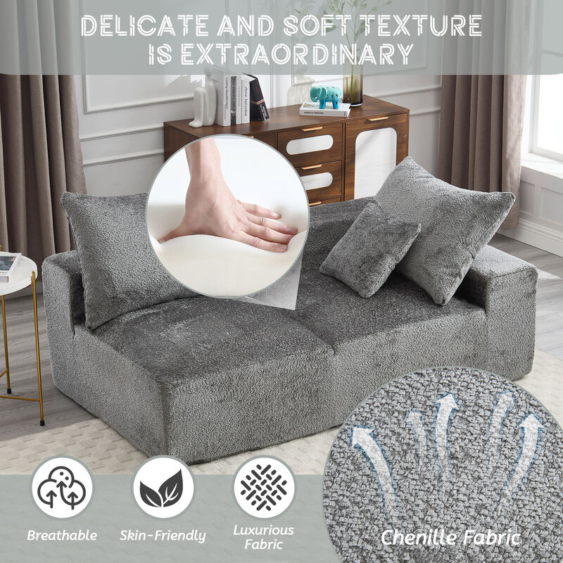 Merax Modern Deep Seat Chenille Fabric Sofa Couch