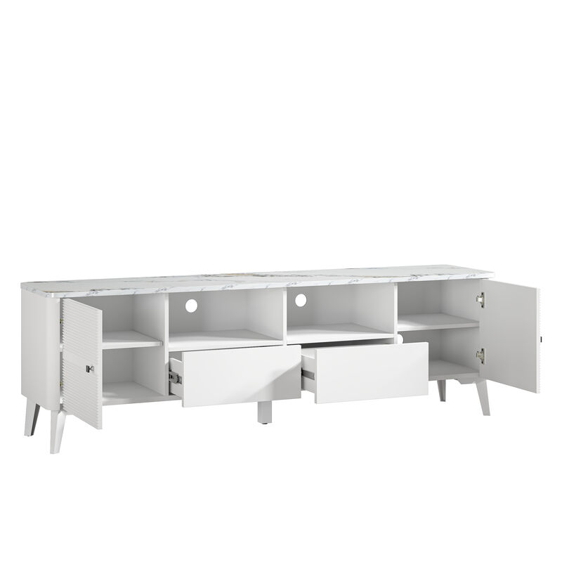 FESTIVO Stylish 70-Inch TV Stand with Marble-Printed Top