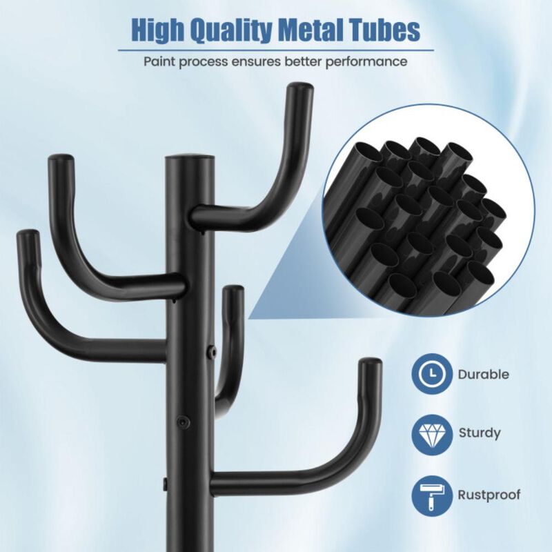 Hivvago Metal Coat Rack Stand with 8 Sturdy Hooks and Metal Base