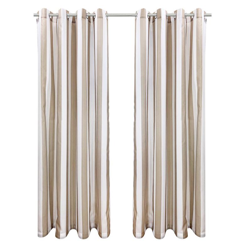 Commonwealth Seascapes Stripes Light Filtering Satiny Look Provide Privacy Grommet Outdoor Panel Pair Each Linen