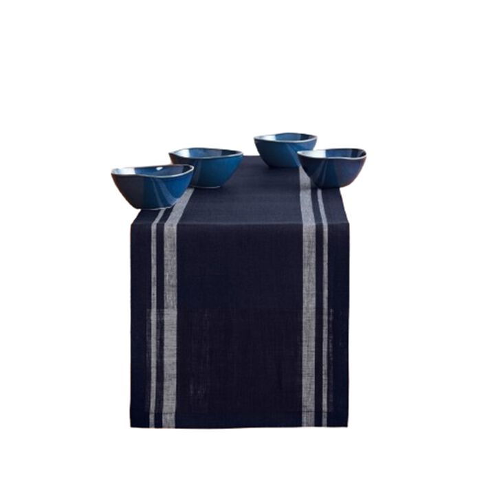 Solino Home 100% Pure Linen Table Runner | French Stripe