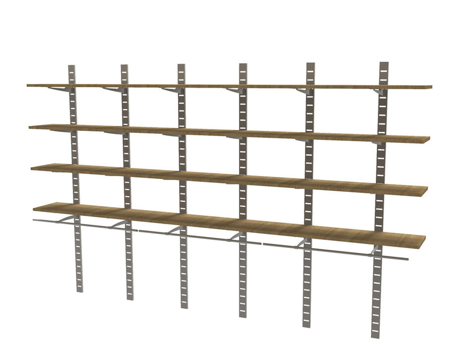 Stylish Kids Closet Unit 91" High with 8 Shelves 48" Length 14" - 16" Width + 3 Hanging Rails 48" Length | 5 Sections- Shelves Sold Separately