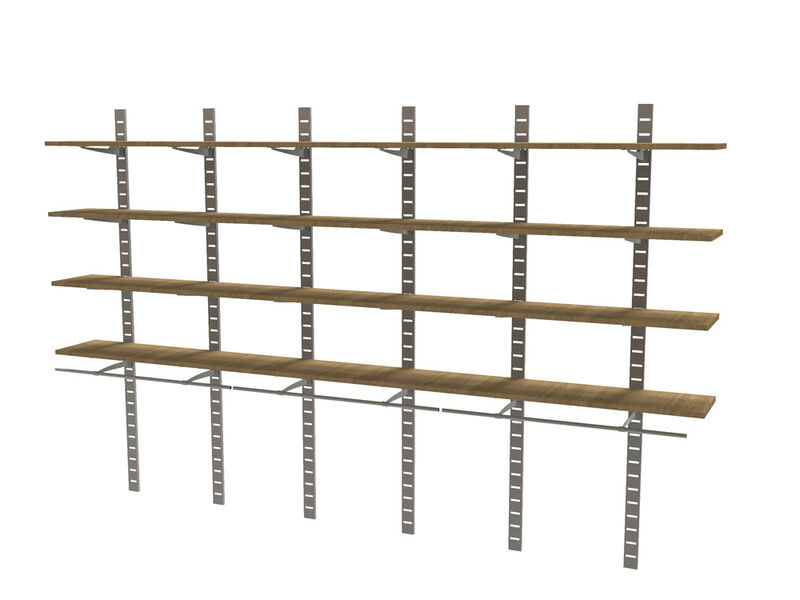 Stylish Kids Closet Unit 91" High with 8 Shelves 48" Length 14" - 16" Width + 3 Hanging Rails 48" Length | 5 Sections- Shelves Sold Separately