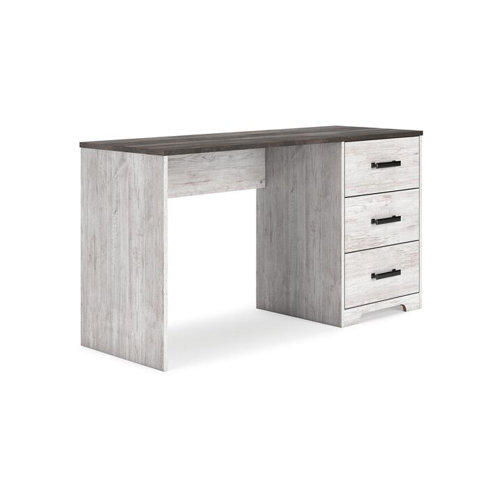 Shawn Home Office Desk, 54 Inch Rectangular Top w Side Drawers, Gray - Benzara