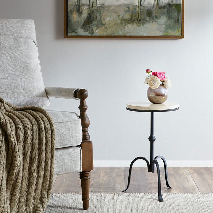 Gracie Mills Barron Marble Top Pedestal Accent Table