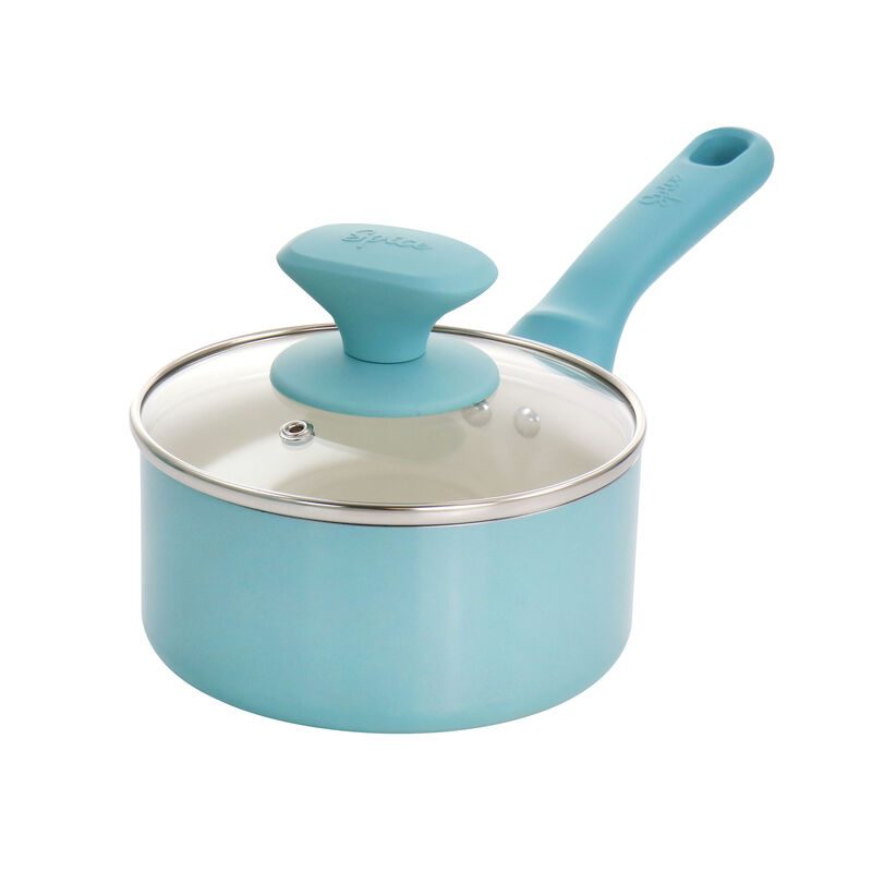 Spice by Tia Mowry Savory Saffron 16 Piece Ceramic Nonstick Cookware Set in Blue