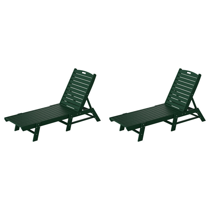 Reclining Outdoor Patio Adjustable Chaise Lounge Chair (Set of 2)