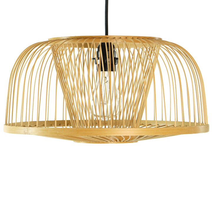 Modern Oval Bamboo Wicker Rattan Hanging Light Shade for Living Room, Dining Room, Entryway