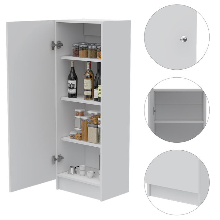 Belleria Single Door Pantry With Four Interior Shelves - White