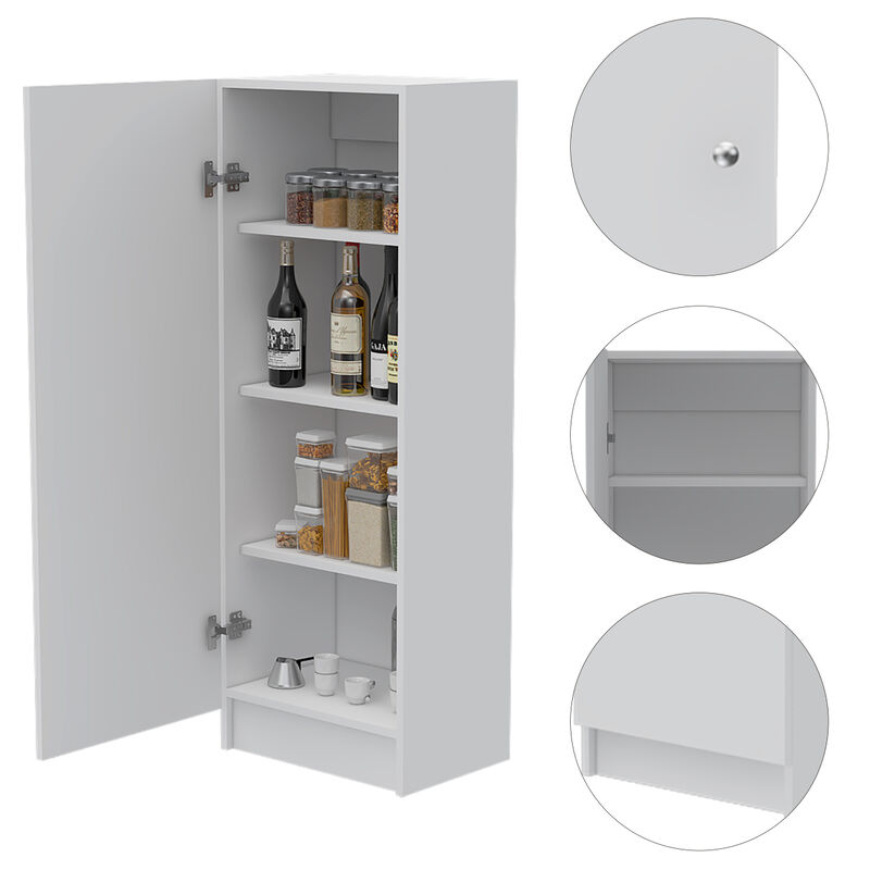 Belleria Single Door Pantry With Four Interior Shelves - White