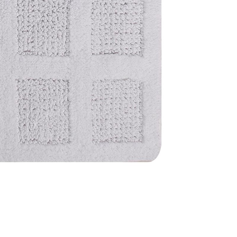 Knightsbridge Square Honeycomb 100% Cotton Reversible Bath Rug 22 X 60 White