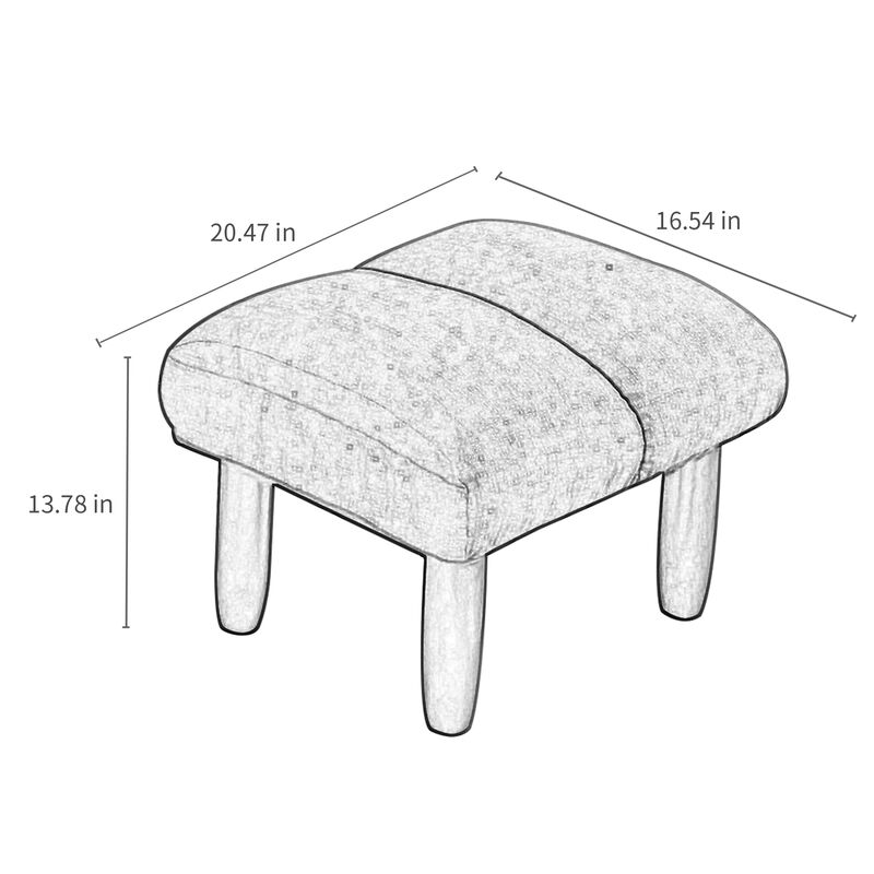 Hivvago Modern Contemporary Linen Ottoman Foot Stool with Wooden Finish