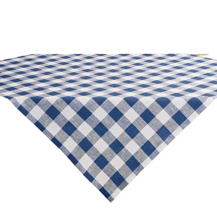 Solino Home 100% Pure Linen Table Throw 52 x 52 Inch | Buffalo Check