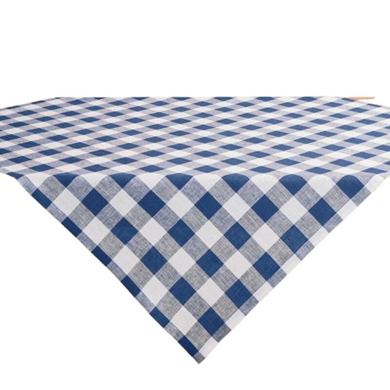 Solino Home 100% Pure Linen Table Throw 52 x 52 Inch | Buffalo Check