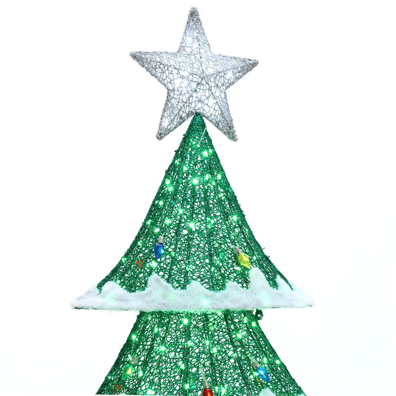 LuxenHome Lighted Green Christmas Tree Indoor and Outdoor Holiday Decoration