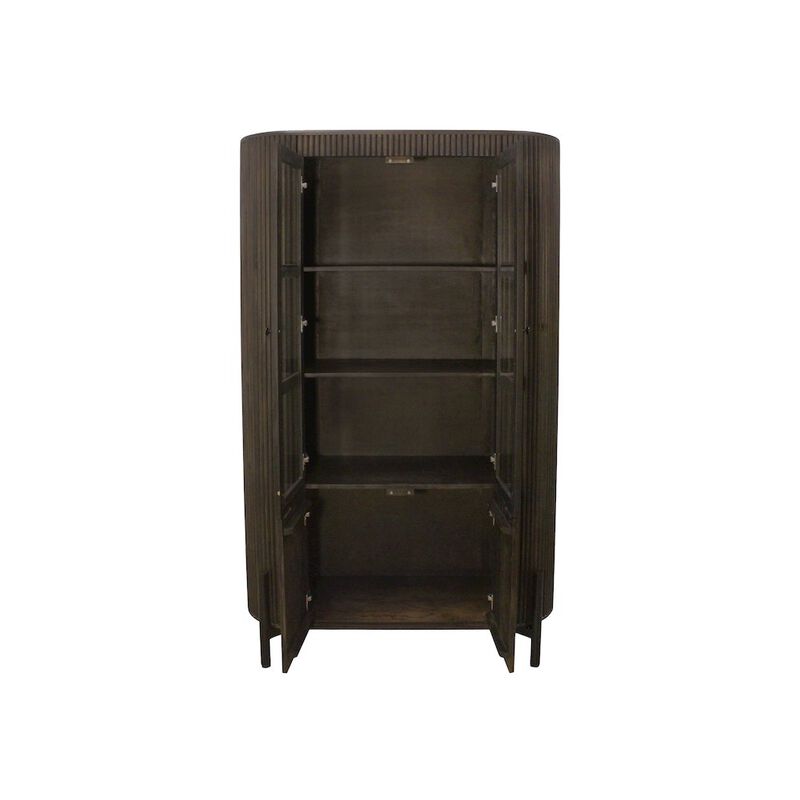 Alex Hamilton Odin 2-Glass Door Cabinet in Charred Ember Finish on Mango Wood