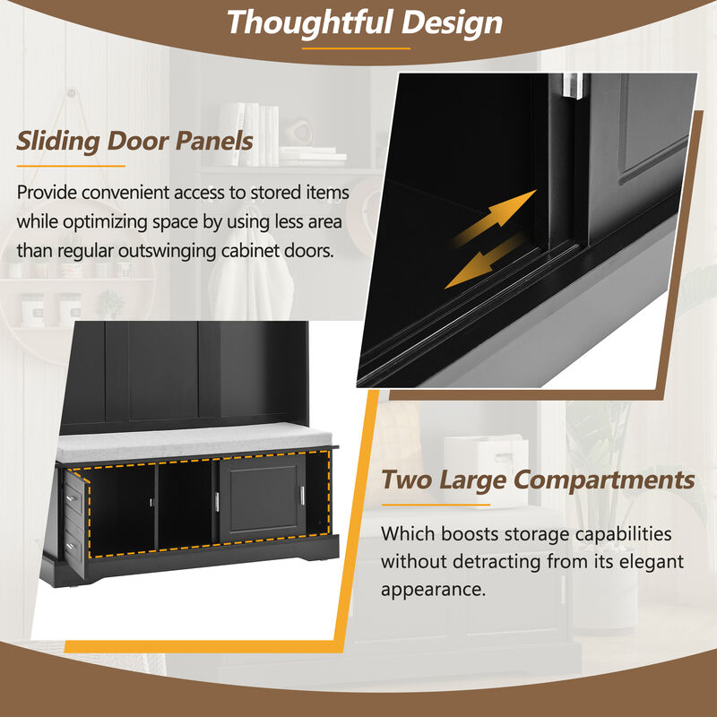 Merax Versatile Coat Rack Hall Tree with Sliding Doors