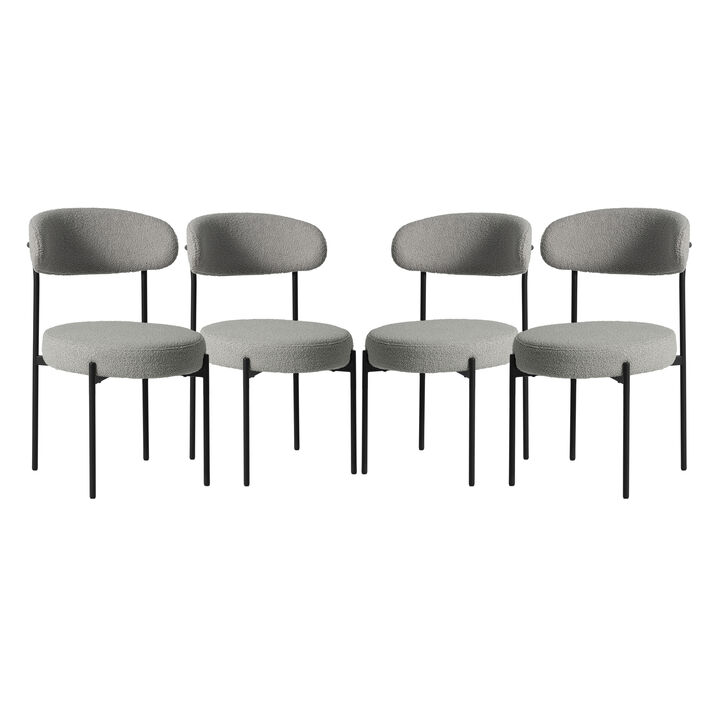 WestinTrends Mid-Century Modern Upholstered Sherpa Round Dining Chairs (Set of 4)