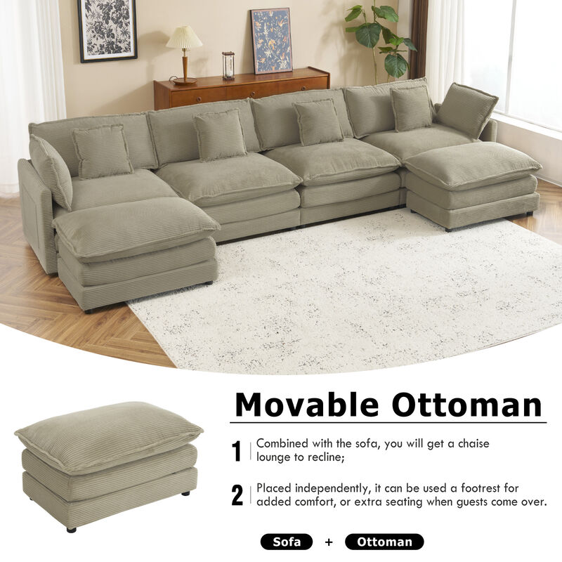 Merax Modern Corduroy Modular Sofa Couch for Living Room