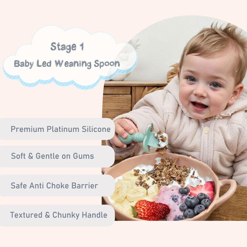 Non-Toxic Baby Spoons for Self-Feeding, 6 Months+, First Stage Infants Led Weaning Training Utensils