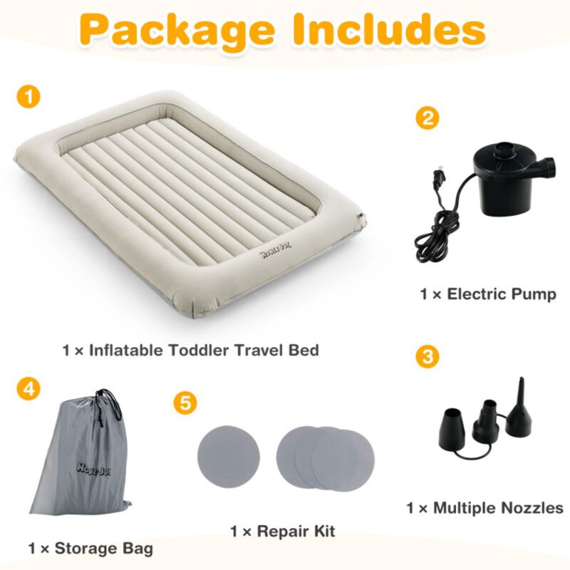 Hivvago 2-in-1 Multi-Purpose Inflatable Toddler Travel Bed Air Mattress Set with Electric Pump