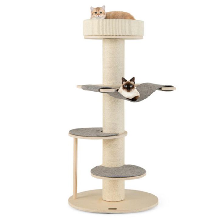Cat Tree Climbing Frame Sturdy Design with Anti-Slip Pads for Safe & Fun Playtime for Cats