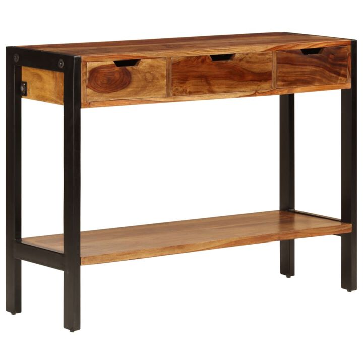 vidaXL Console with 3 Drawers 43.3"x13.8"x29.5" Solid Sheesham Wood
