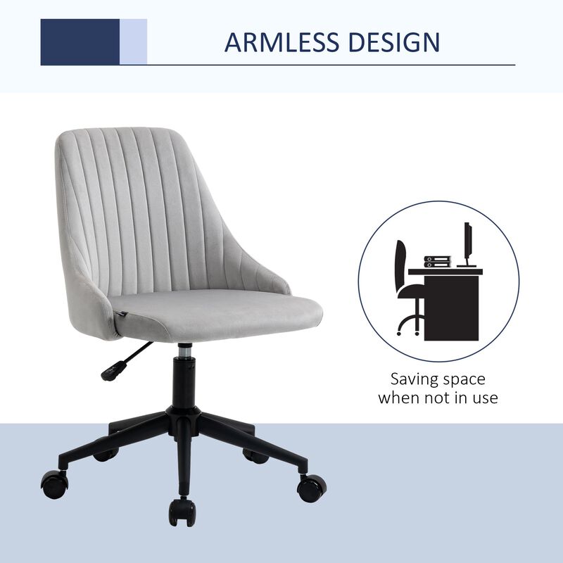 Slate Task Chair: Velveteen Swivel Mid-Back with Fluted Design