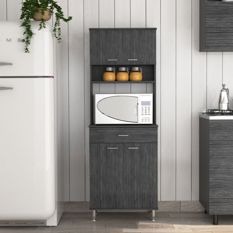 Santa Maria 1-Drawer 1-Shelf Area Pantry With Adjustable Metal Legs Smokey Oak