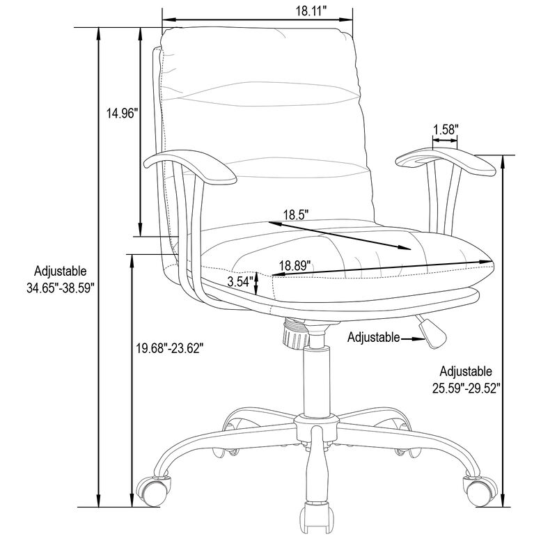 LeisureMod Regina Modern Padded Leather Adjustable Executive Office Chair with Tilt & 360-Degree Swivel – Ergonomic High-Back Desk Chair for Home and Office Comfort