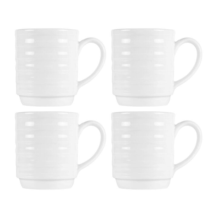 Porcelain Lizbon dia.3" h:3.5" 10 oz. Round White Porcelain Mug (Set of 4)