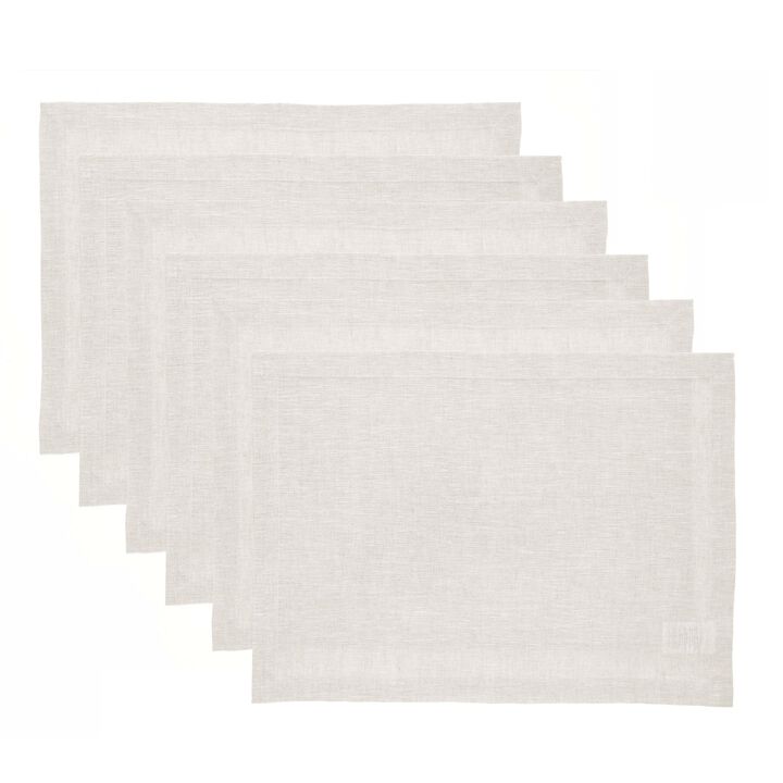 Solino Home 100% Pure Linen 14 x 19 Inch Placemats Set of 6 | Athena