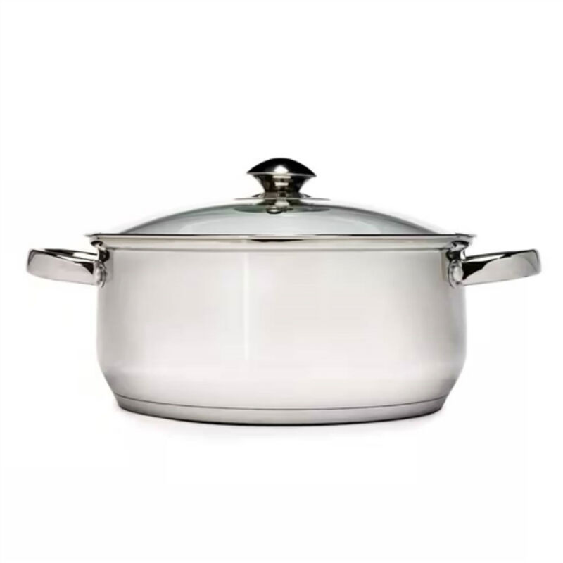 Durable 5-Quart Stainless Steel Dutch Oven with Clear Glass Lid