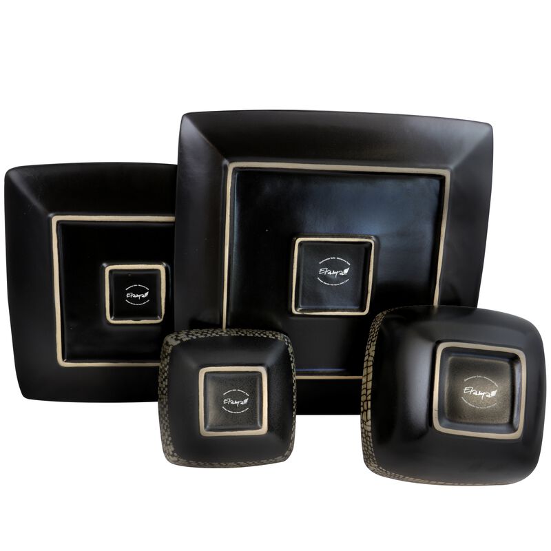 Elama's Naina 16 Piece Double Bowl Stoneware Dinnerware Set
