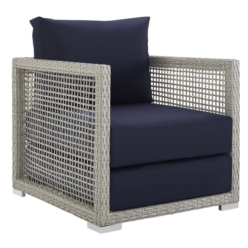Aura 4 Piece Outdoor Patio Wicker Rattan Set - Gray Navy