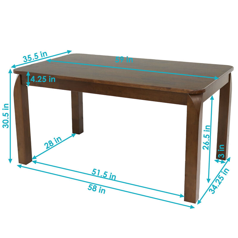 Sunnydaze Dorian 5 ft Wooden Mid-Century Modern Dining Table - Dark Walnut