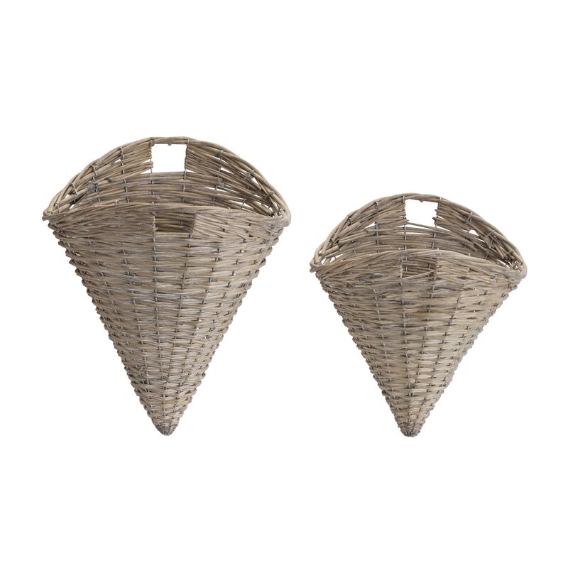 Wall Basket Set of 2 - Decorative Hanging Baskets for Storage and Organization