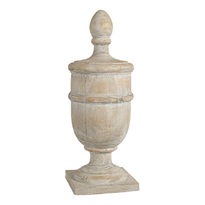22 Inch Classical Accent Decor Statuette, Turned Finial Design, Off White-Benzara