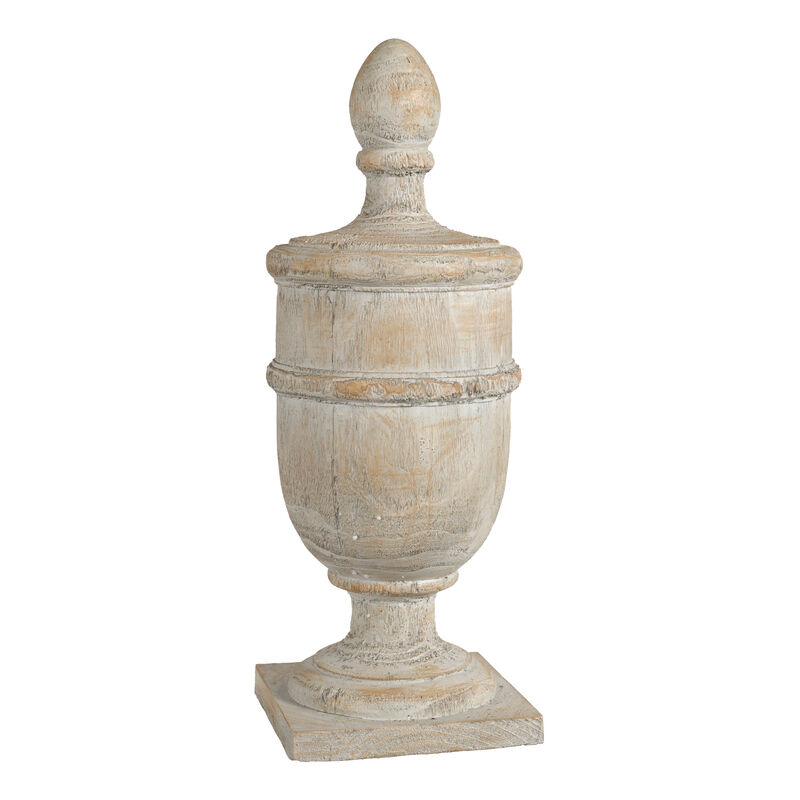 22 Inch Classical Accent Decor Statuette, Turned Finial Design, Off White-Benzara