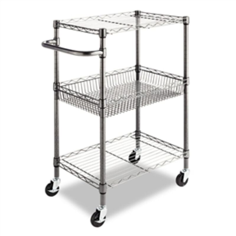3 Tier Metal Kitchen Cart / Utility Cart with Adjustable Shelves and Casters