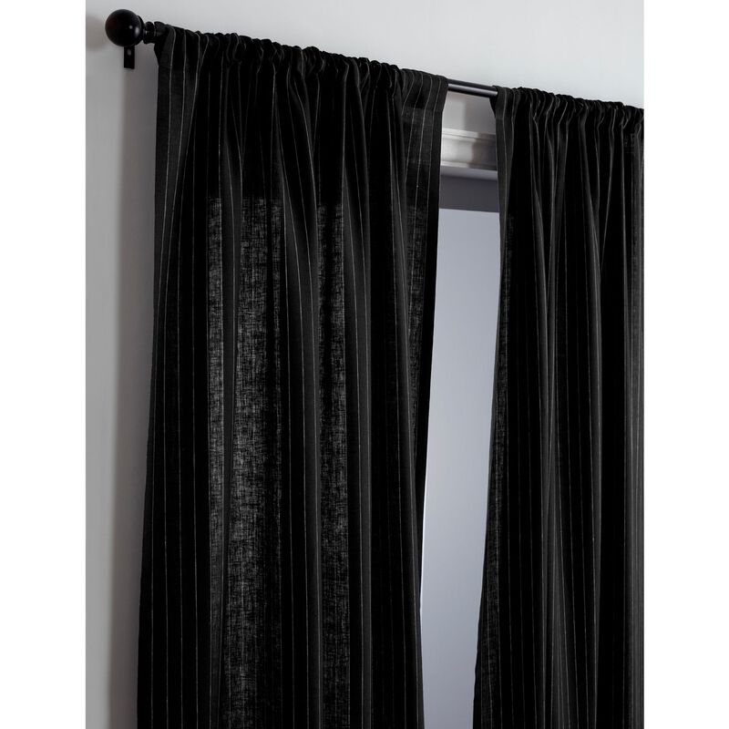 Solino Home 100% Pure Linen Pinstripe Curtain for Thanksgiving, Christmas