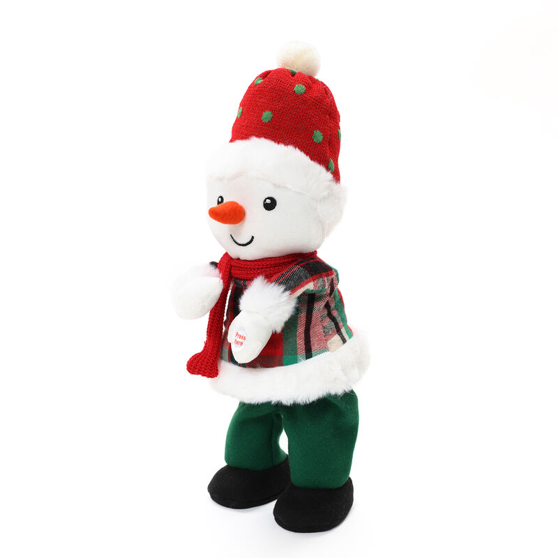 LuxenHome Animated Singing 16" Tall Snowman Holiday Decoration, Battery Operated
