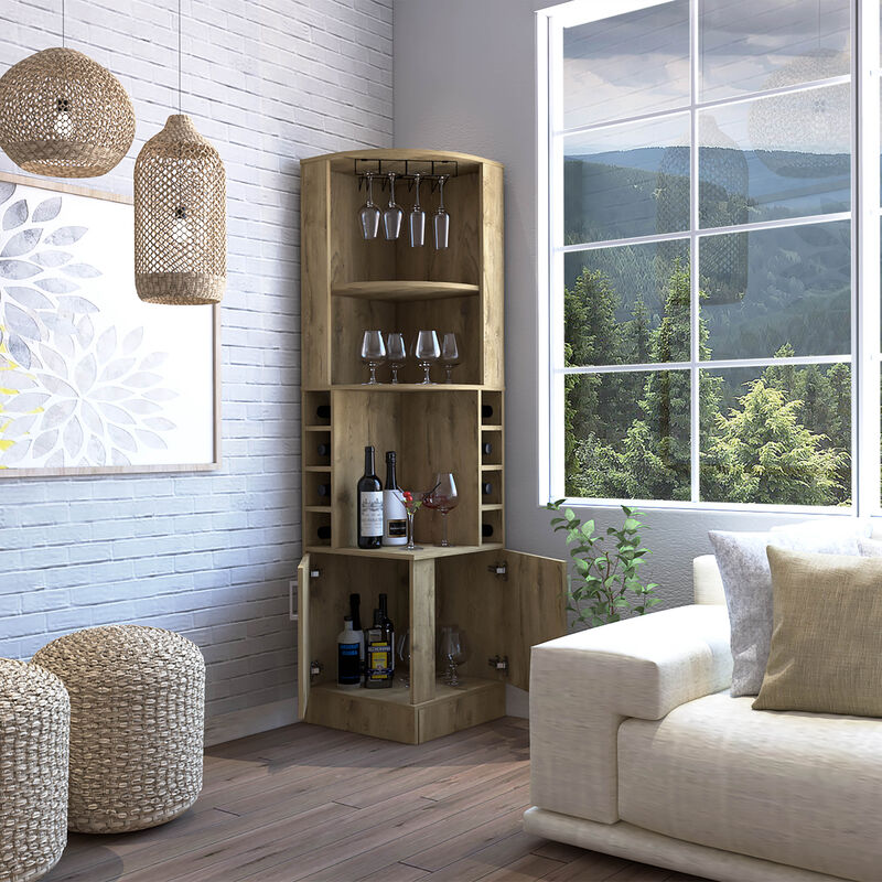 Corner Bar Cabinet Papprika, Living Room, Aged Oak