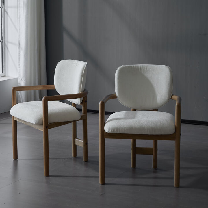 Merax Rubber Wood Dining Chairs Arm Chairs 2 Pieces