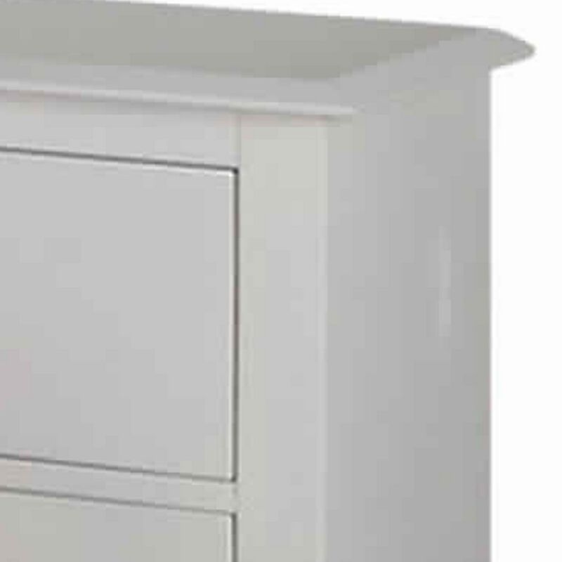 Pine Wood Nightstand With 2 Drawers, White-Benzara