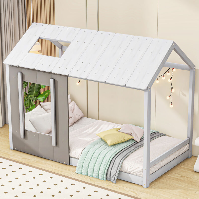 Merax House Platform with Roof and Window