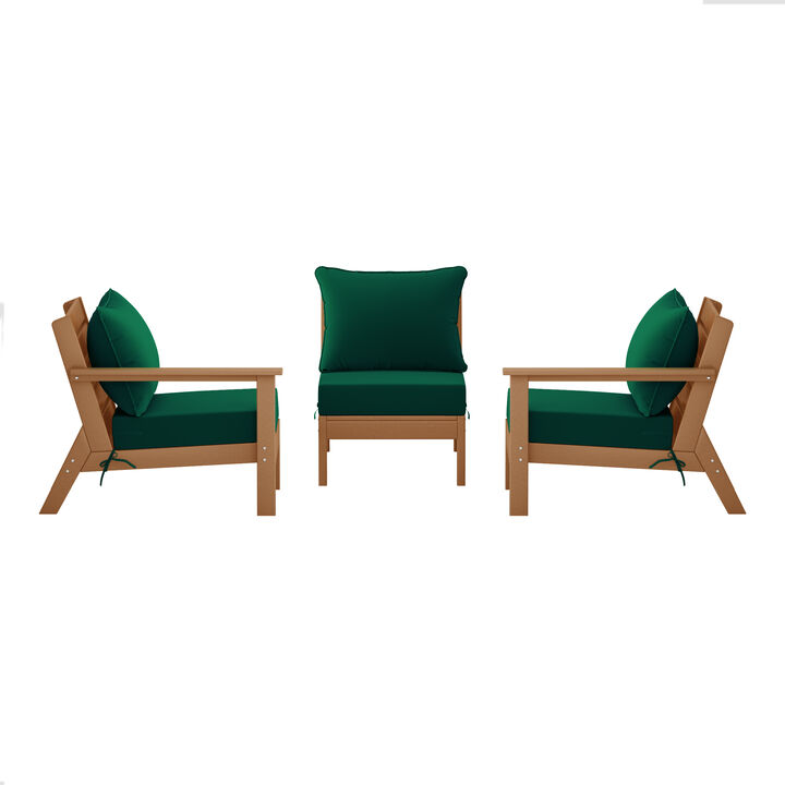 WestinTrends Outdoor Patio HDPE Sectional Sofa with Patio Cushions