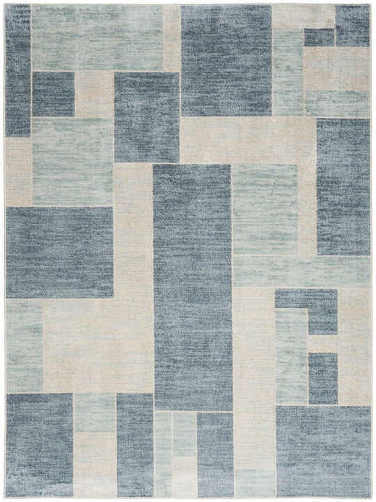 Astra Machine Washable ASW09 Blue/Ivory 7'10" x 10' Rug
