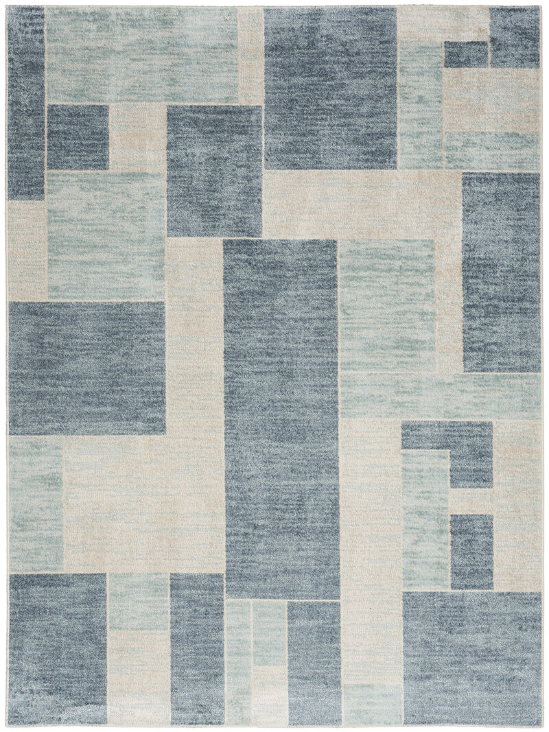 Astra Machine Washable ASW09 Blue/Ivory 7'10" x 10' Rug